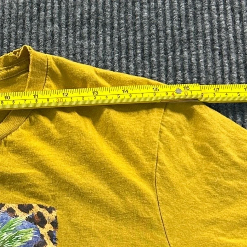 Bella Canvas Houston Texas Graphic Tee Shirt M Mustard Yellow Leopard Rodeo Crew